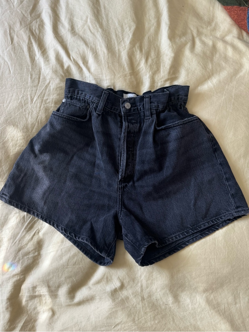 AGOLDE Lyonne Paper Bag Waist Shorts Black Size 27 Freepeople